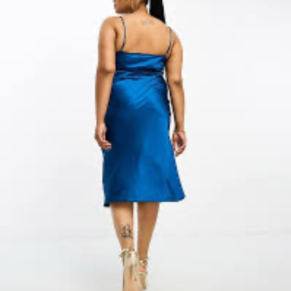 NWT Elegant Blue Satin Dress US 16